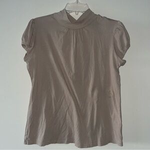 Cato Women's Taupe Button Closure Neck Blouse